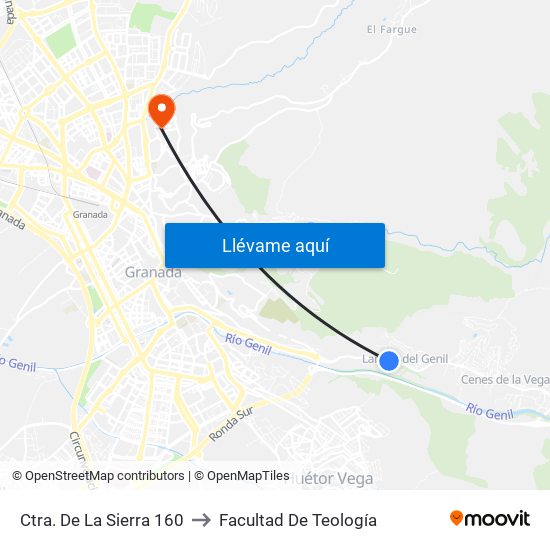 Ctra. De La Sierra 160 to Facultad De Teología map