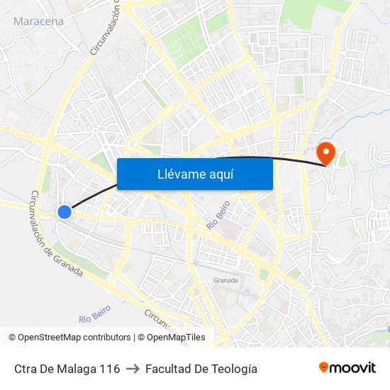 Ctra De Malaga 116 to Facultad De Teología map