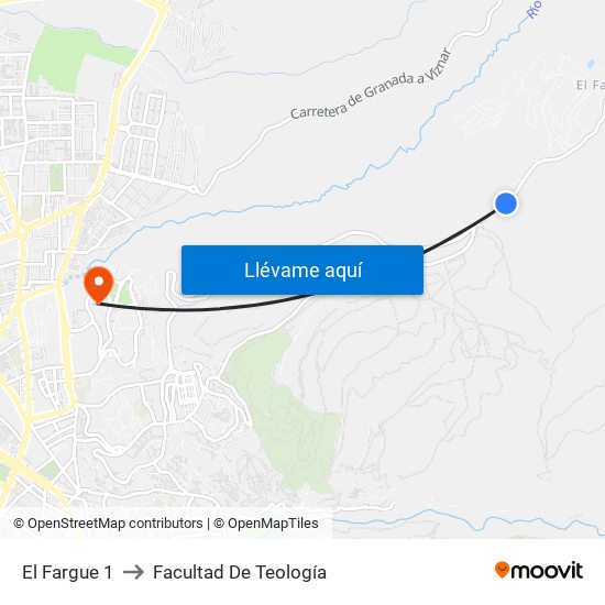 El Fargue 1 to Facultad De Teología map