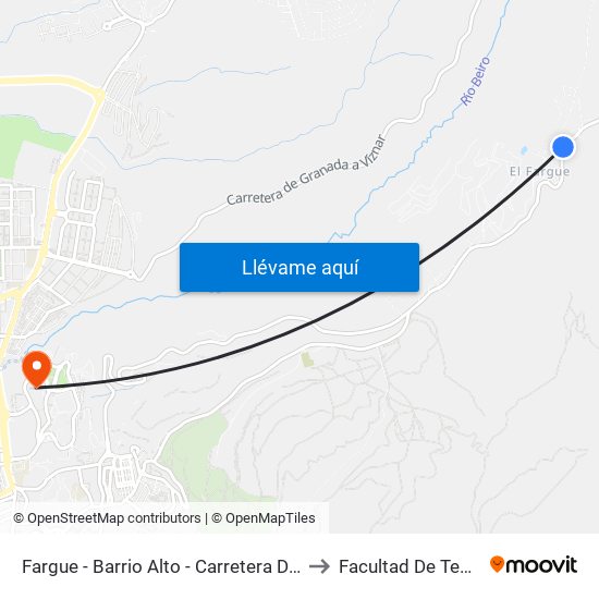 Fargue - Barrio Alto - Carretera De Murcia to Facultad De Teología map