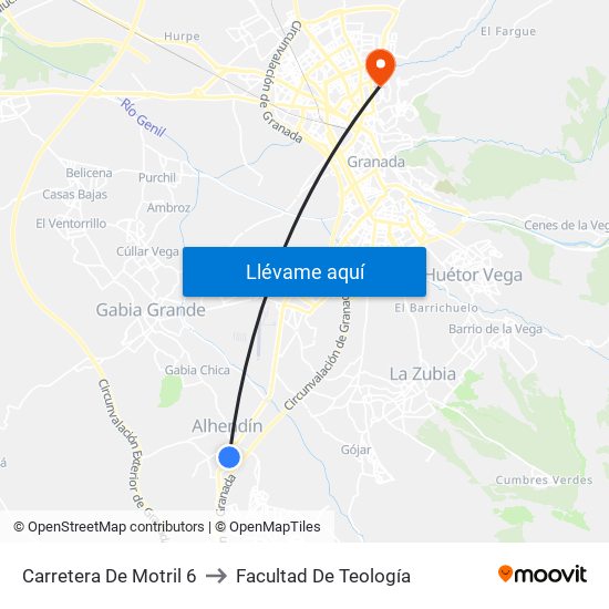 Carretera De Motril 6 to Facultad De Teología map