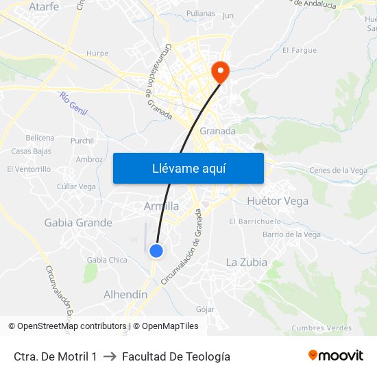 Ctra. De Motril 1 to Facultad De Teología map