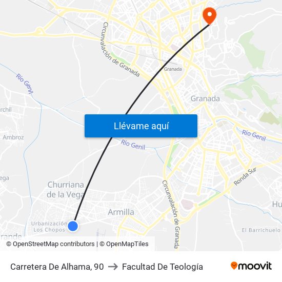 Carretera De Alhama, 90 to Facultad De Teología map