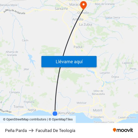 Peña Parda to Facultad De Teología map