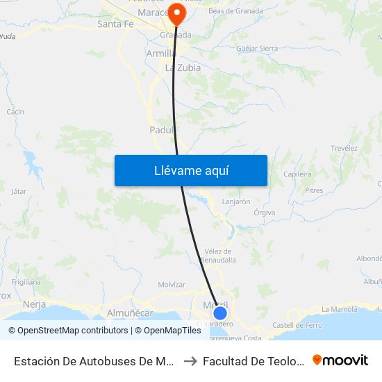 Estación De Autobuses De Motril to Facultad De Teología map