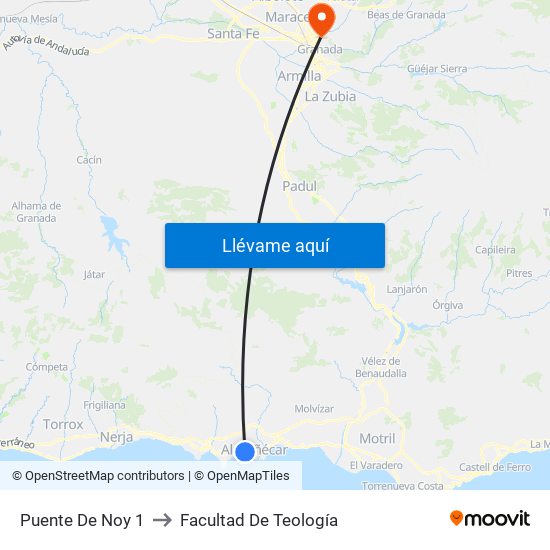 Puente De Noy 1 to Facultad De Teología map