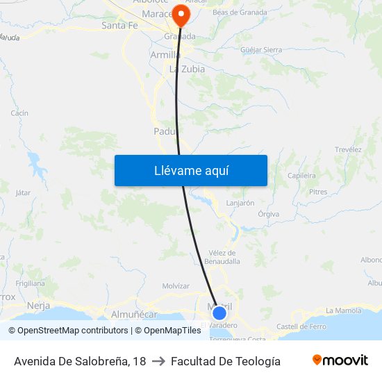 Avenida De Salobreña, 18 to Facultad De Teología map