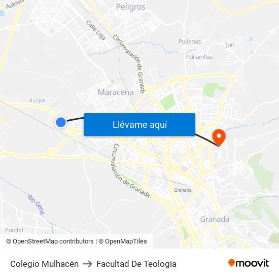 Colegio Mulhacén to Facultad De Teología map