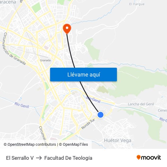 El Serrallo V to Facultad De Teología map