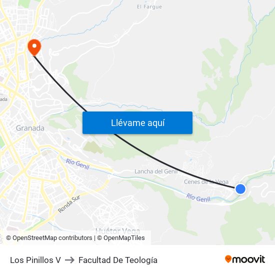 Los Pinillos V to Facultad De Teología map