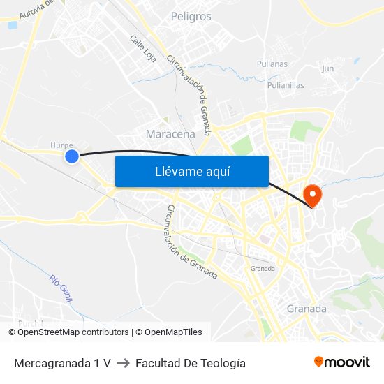 Mercagranada 1 V to Facultad De Teología map