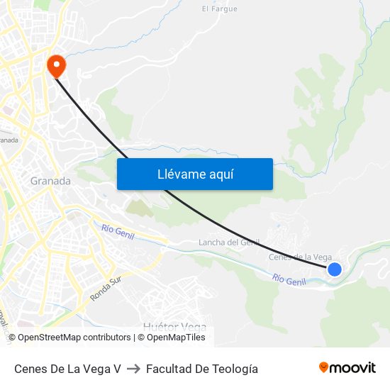Cenes De La Vega V to Facultad De Teología map