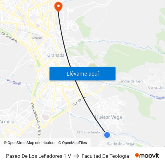 Paseo De Los Leñadores 1 V to Facultad De Teología map