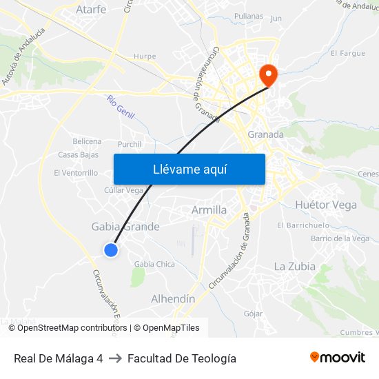Real De Málaga 4 to Facultad De Teología map