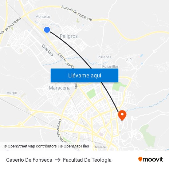 Caserío De Fonseca to Facultad De Teología map