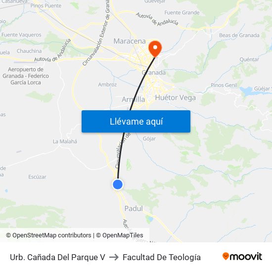 Urb. Cañada Del Parque V to Facultad De Teología map