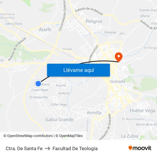 Ctra. De Santa Fe to Facultad De Teología map