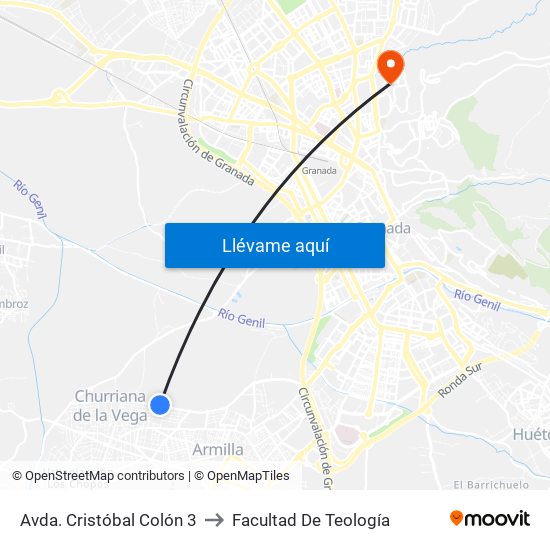 Avda. Cristóbal Colón 3 to Facultad De Teología map