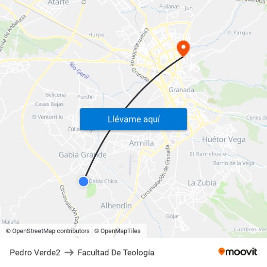 Pedro Verde2 to Facultad De Teología map