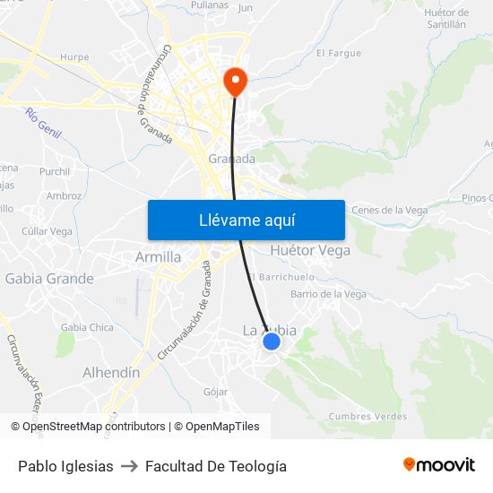 Pablo Iglesias to Facultad De Teología map