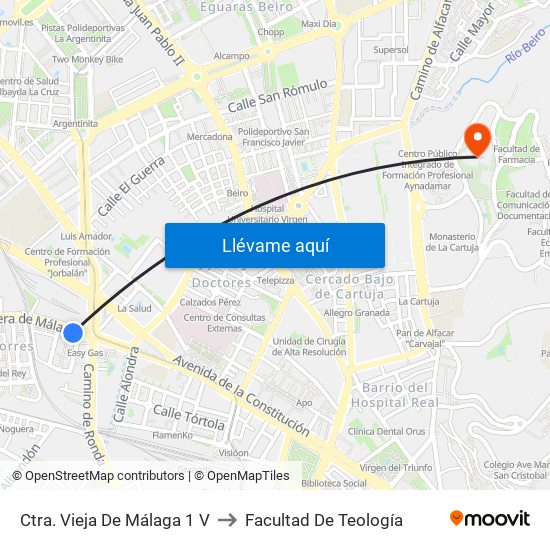Ctra. Vieja De Málaga 1 V to Facultad De Teología map