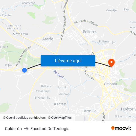 Calderón to Facultad De Teología map