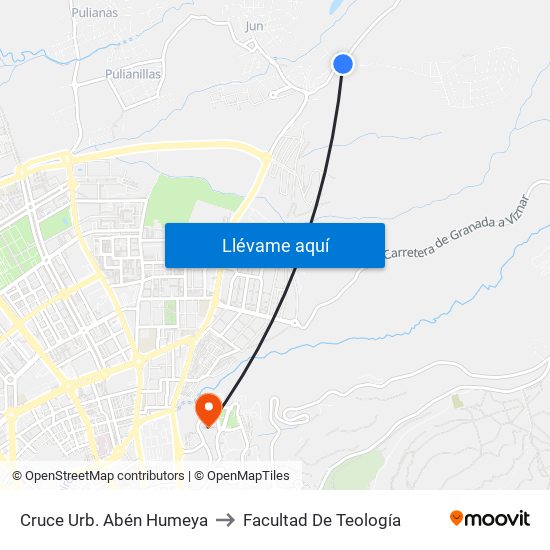 Cruce Urb. Abén Humeya to Facultad De Teología map