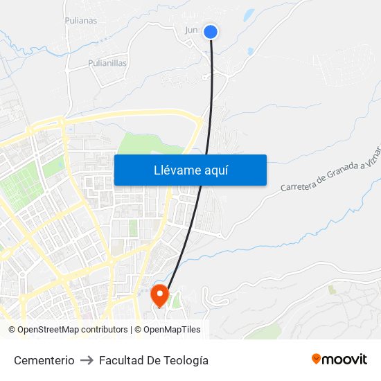 Cementerio to Facultad De Teología map