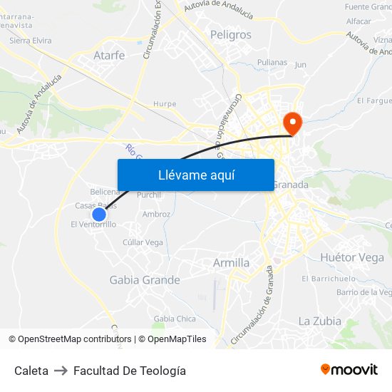 Caleta to Facultad De Teología map