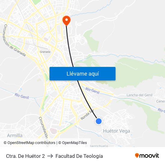 Ctra. De Huétor 2 to Facultad De Teología map