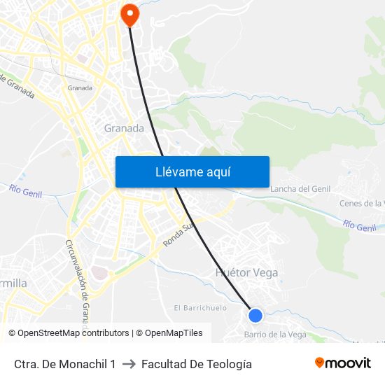 Ctra. De Monachil 1 to Facultad De Teología map