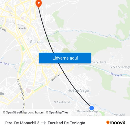 Ctra. De Monachil 3 to Facultad De Teología map