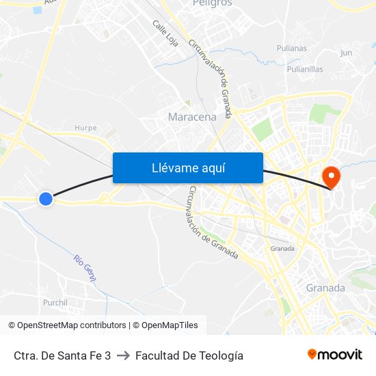 Ctra. De Santa Fe 3 to Facultad De Teología map