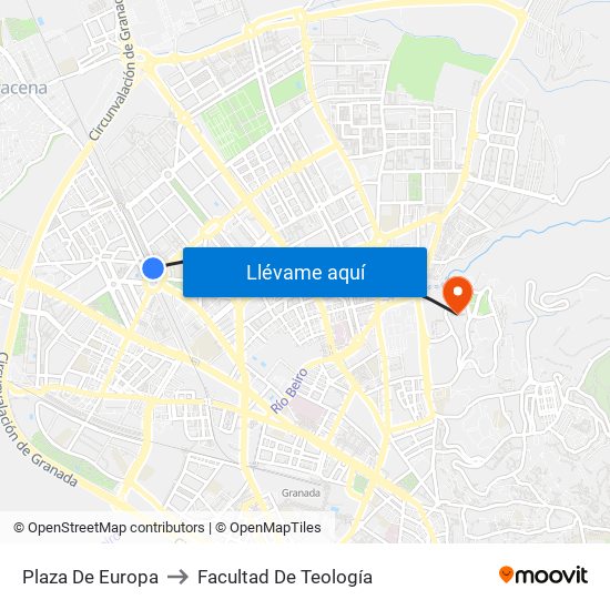 Plaza De Europa to Facultad De Teología map