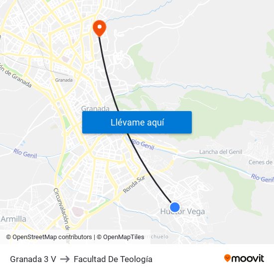 Granada 3 V to Facultad De Teología map