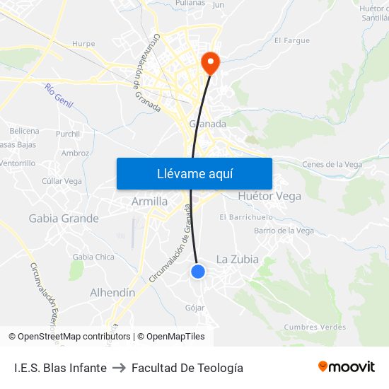 I.E.S. Blas Infante to Facultad De Teología map