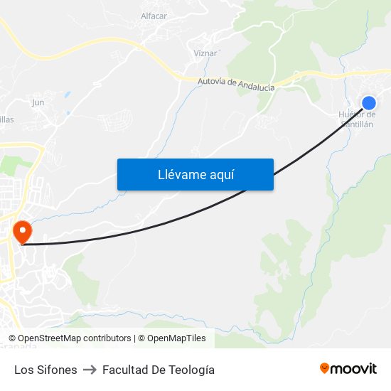 Los Sifones to Facultad De Teología map