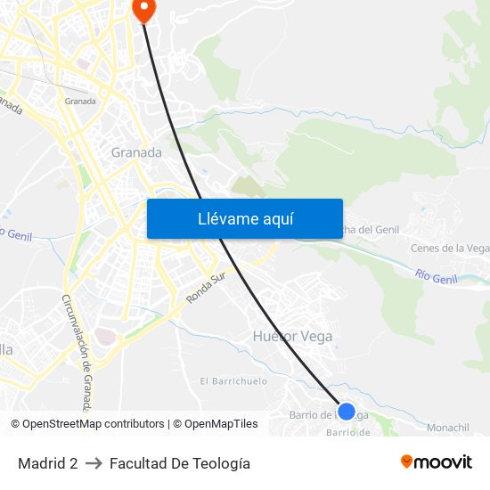 Madrid 2 to Facultad De Teología map