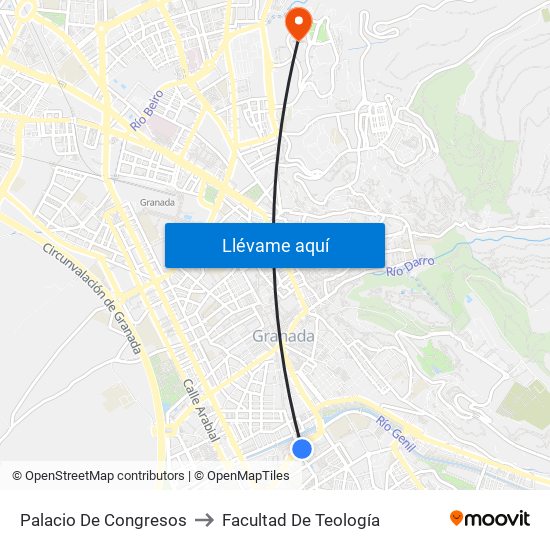 Palacio De Congresos to Facultad De Teología map