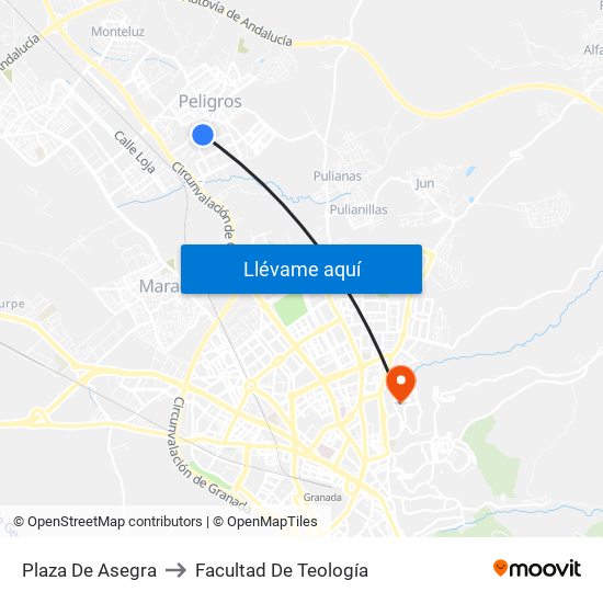 Plaza De Asegra to Facultad De Teología map