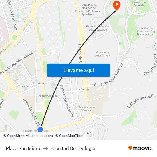 Plaza San Isidro to Facultad De Teología map