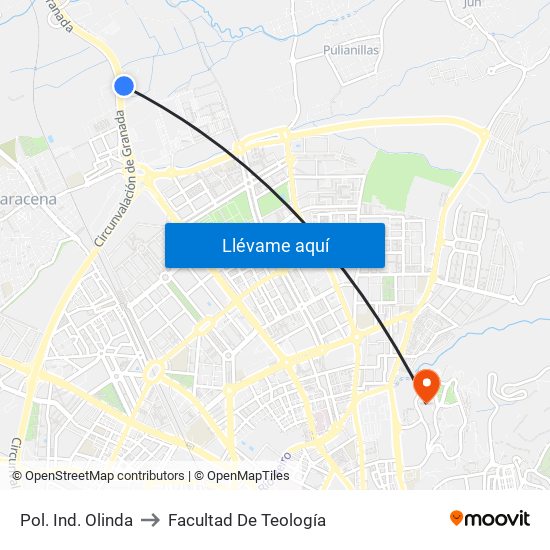 Pol. Ind. Olinda to Facultad De Teología map