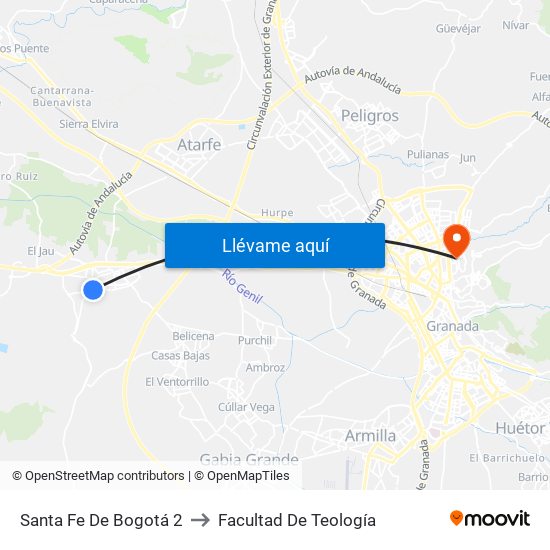 Santa Fe De Bogotá 2 to Facultad De Teología map