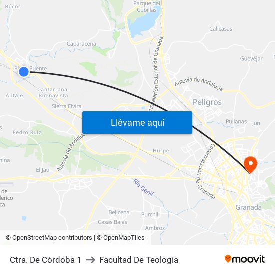 Ctra. De Córdoba 1 to Facultad De Teología map
