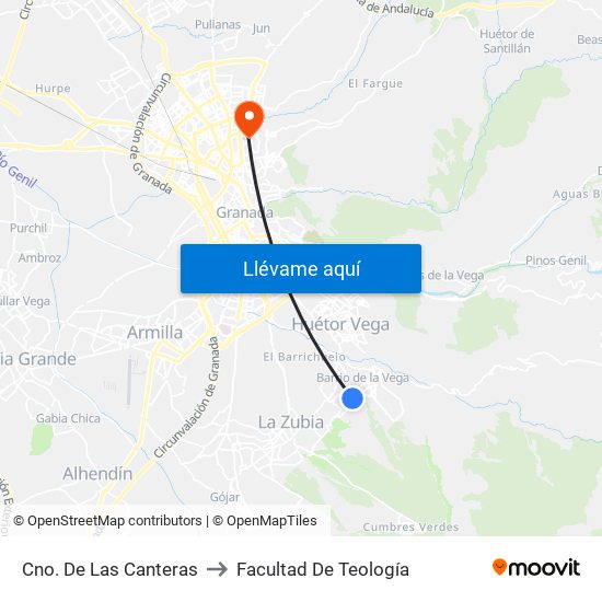 Cno. De Las Canteras to Facultad De Teología map