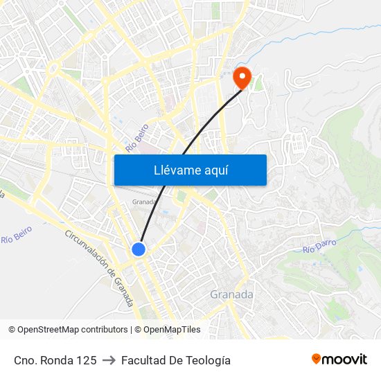 Cno. Ronda 125 to Facultad De Teología map