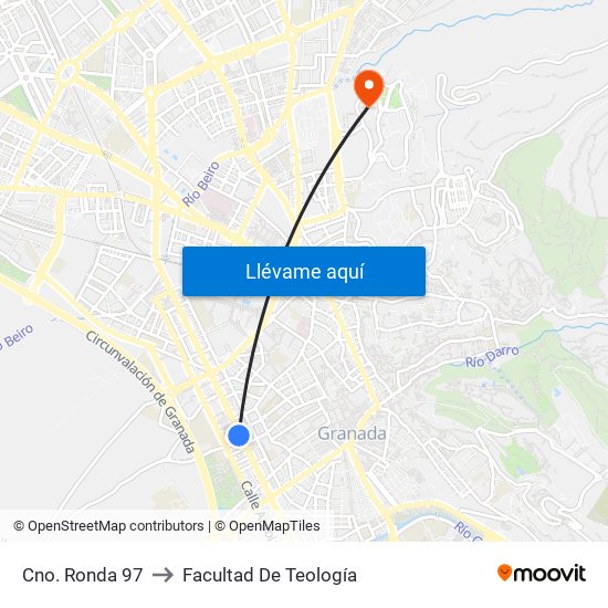 Cno. Ronda 97 to Facultad De Teología map