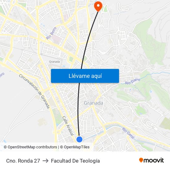 Cno. Ronda 27 to Facultad De Teología map