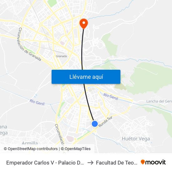 Emperador Carlos V - Palacio Deportes to Facultad De Teología map