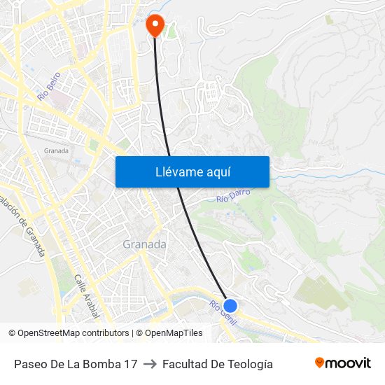 Paseo De La Bomba 17 to Facultad De Teología map